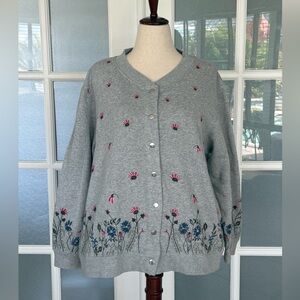 Coldwater Creek Floral Embroidered Snap Cardigan – PL
